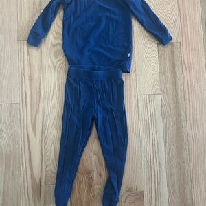 Blue Ribbed Pajama Set